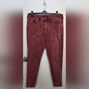 *2 For $40* True Religion Halle High Rise Burgundy Super Skinny Jeans